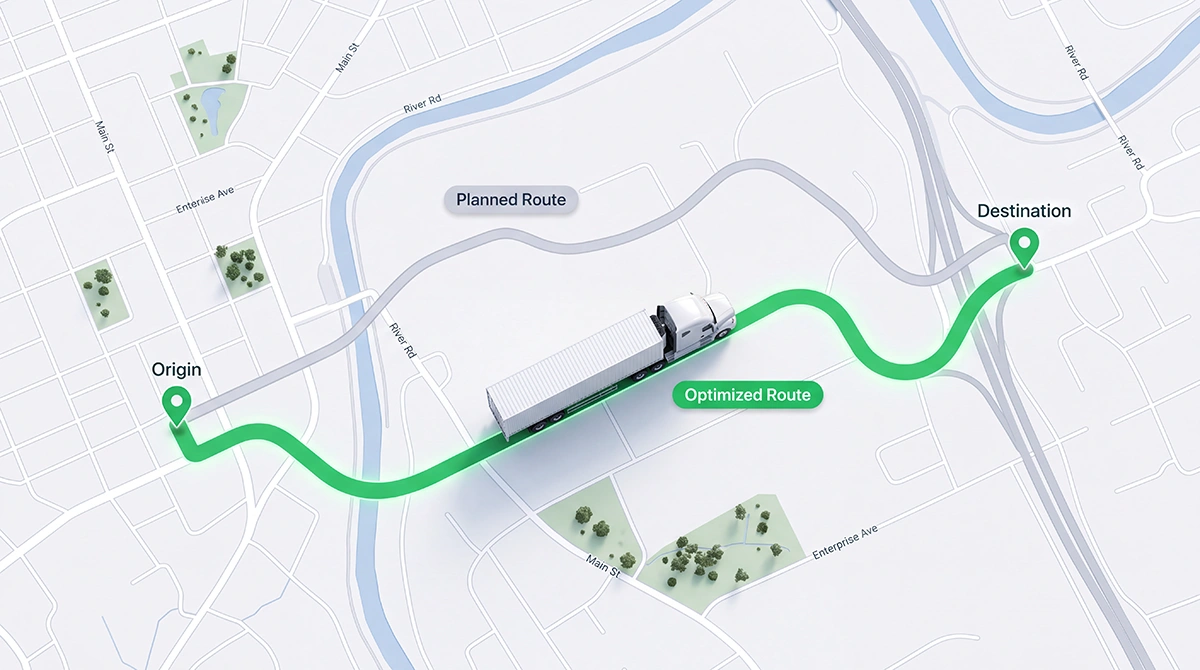 GPS route planning on map