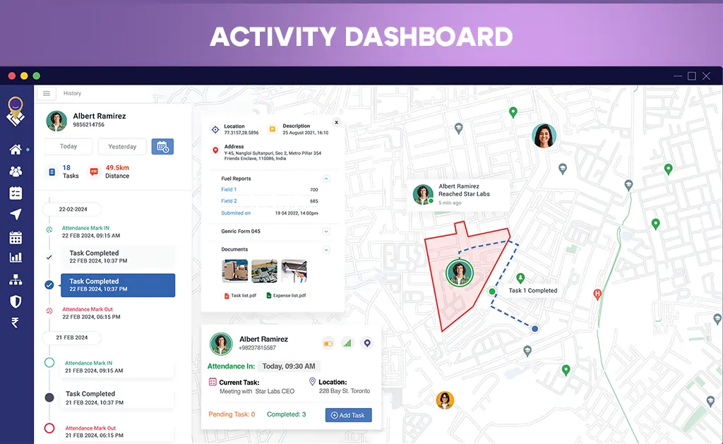 With Activity Dashboard Track Employees’ Real-time Activities 