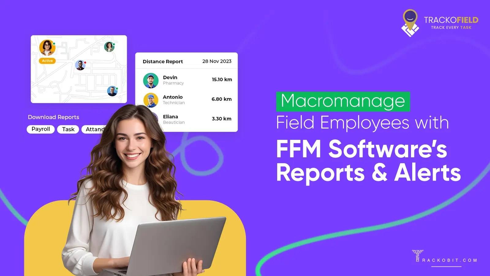 Macromanage Field Employees with field force management Software’s Reports & Alerts