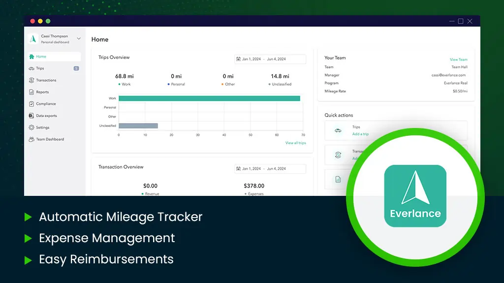 Everlance App Dashboard