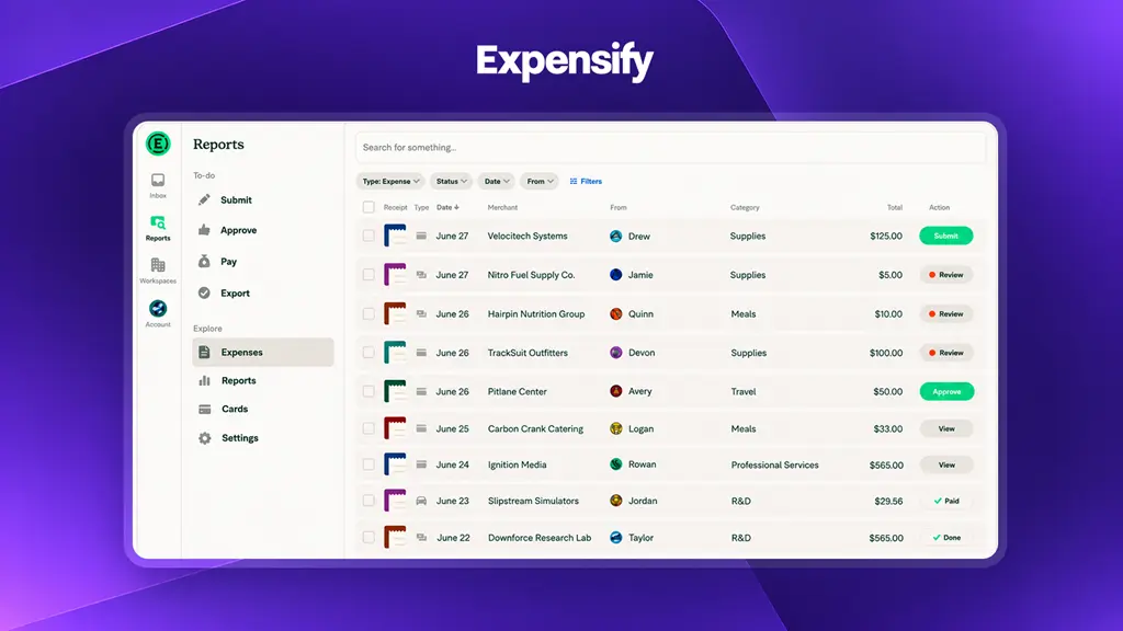 Expense reports organised for faster review. Expense reports organised for faster review.
