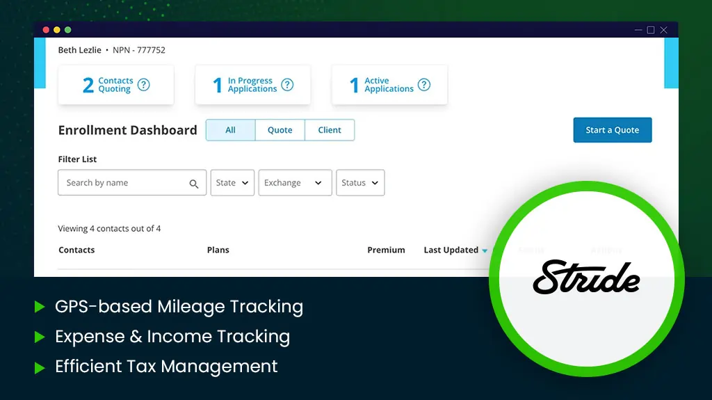 Stride App Dashboard