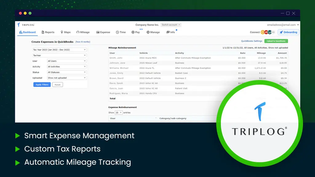 TRIPLOG App Dashboard