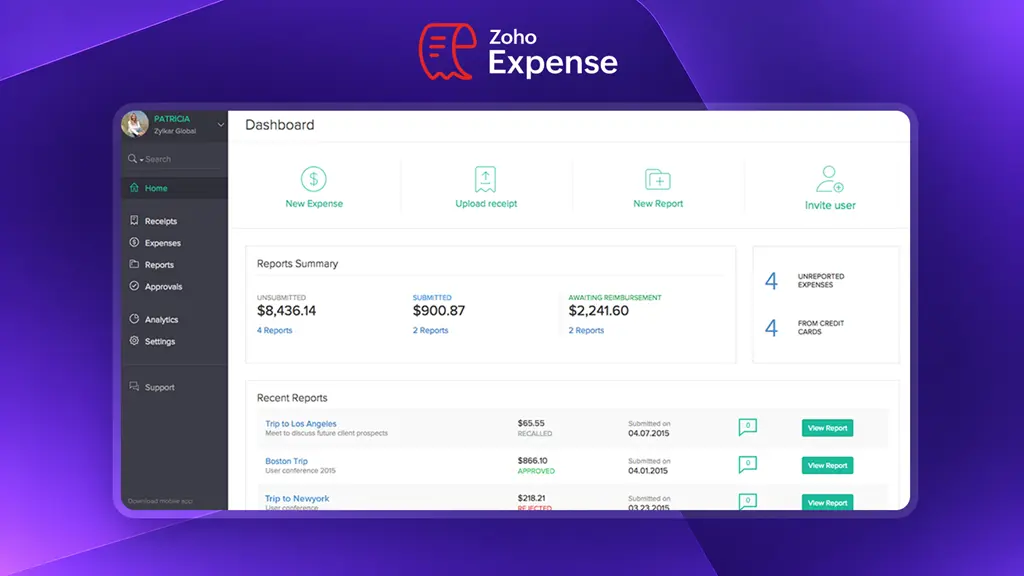 A dashboard for tracking and managing expense reports A dashboard for tracking and managing expense reports