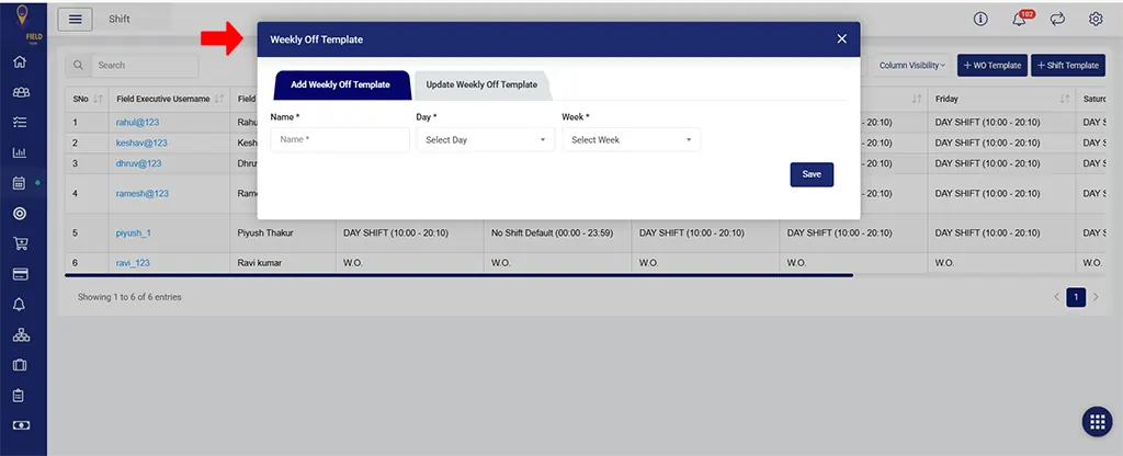 Option to Add Weekly Off Template with Details