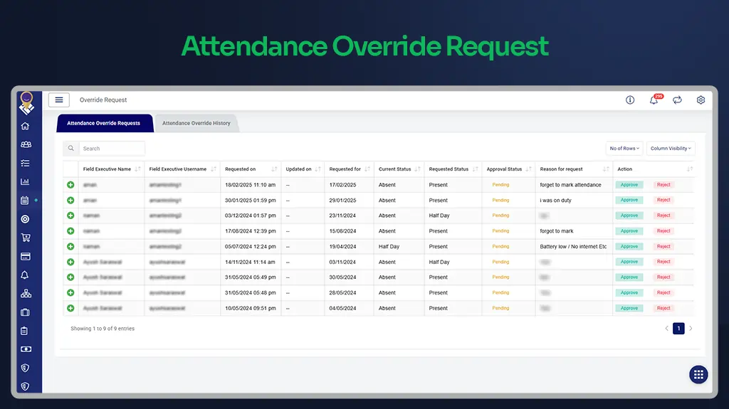 Attendance Override Request