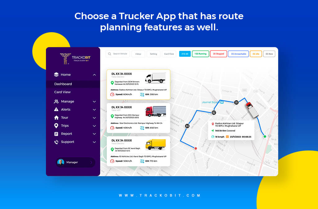 Choose a Trucker App that has route planning features as well