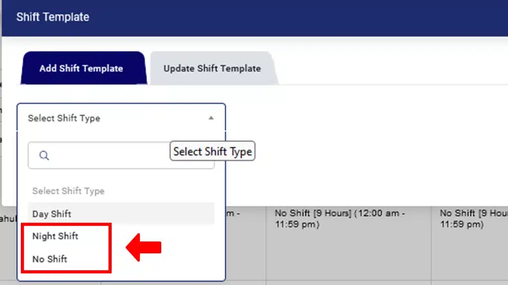 TrackoField’s Shift Template