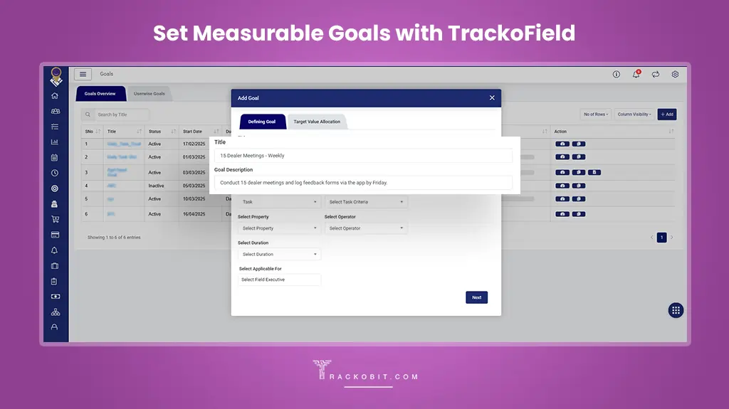 Set Measurable Goals with TrackoField