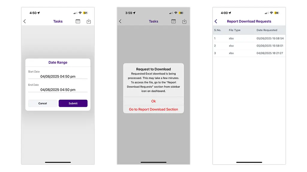 Access and Download Task Reports in Mobile App Access and Download Task Reports in Mobile App