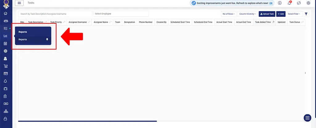 TrackoField’s Reports Tab