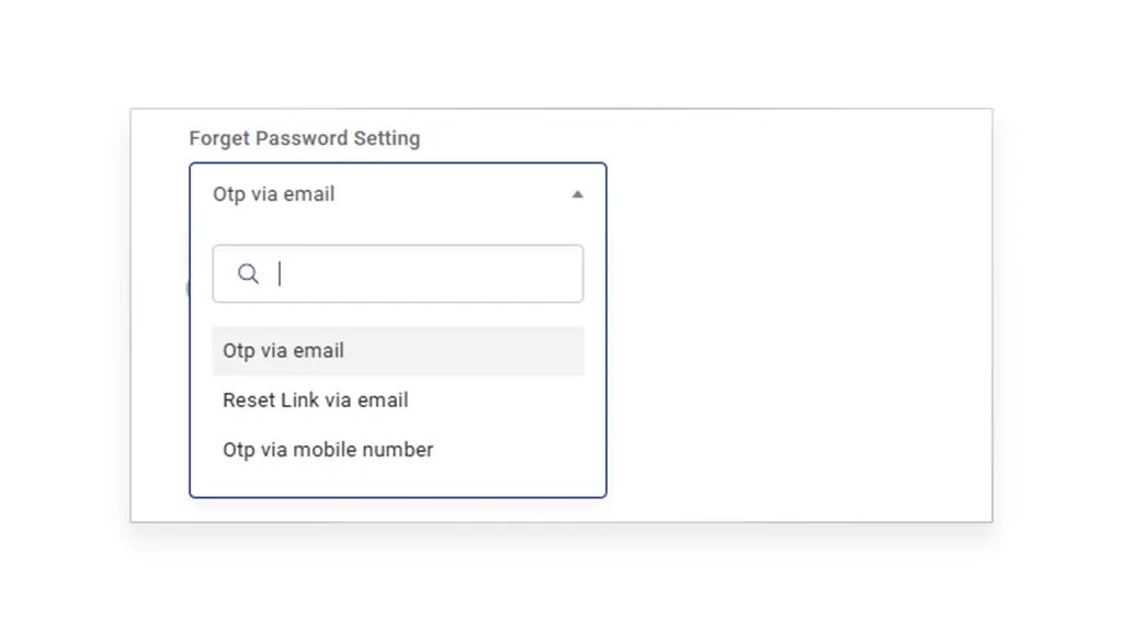 Forget Password Setting Dropbox in TrackoField Company Profile