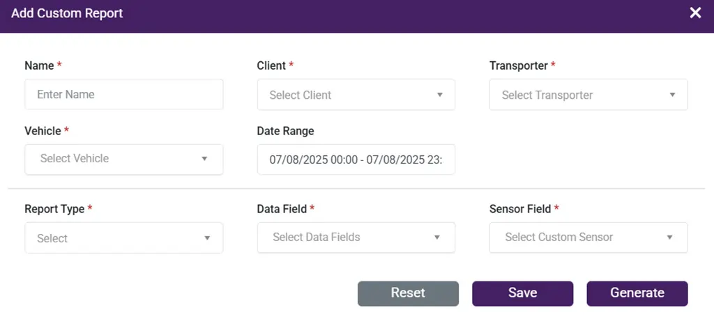 Select sensors to get custom report on them