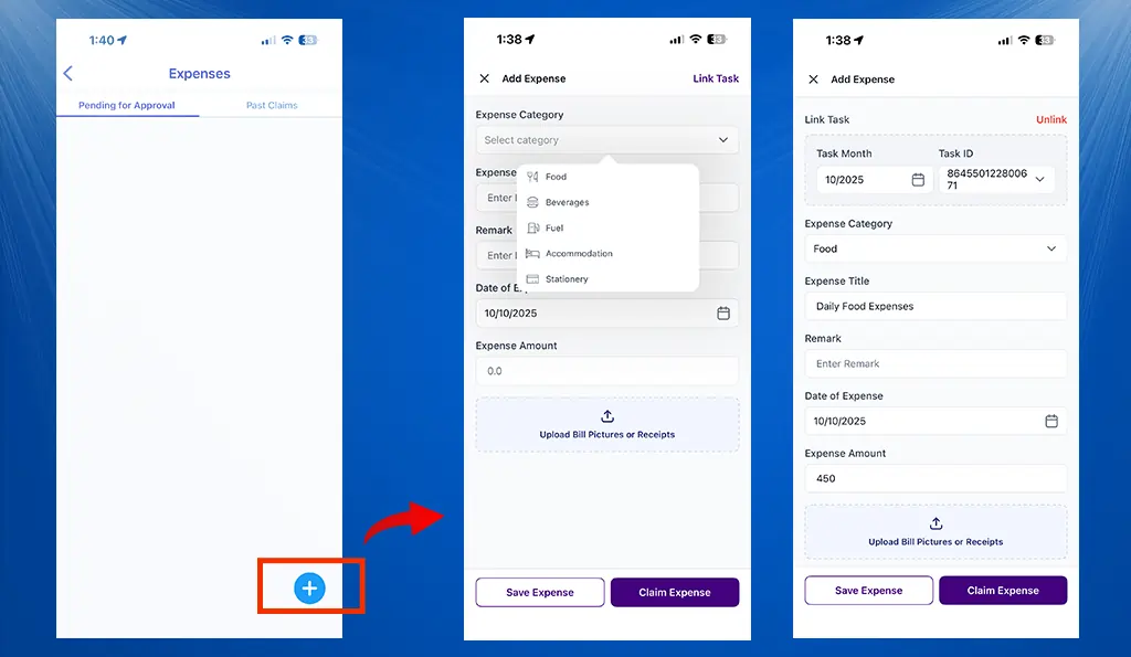 Adding an expense in TF app