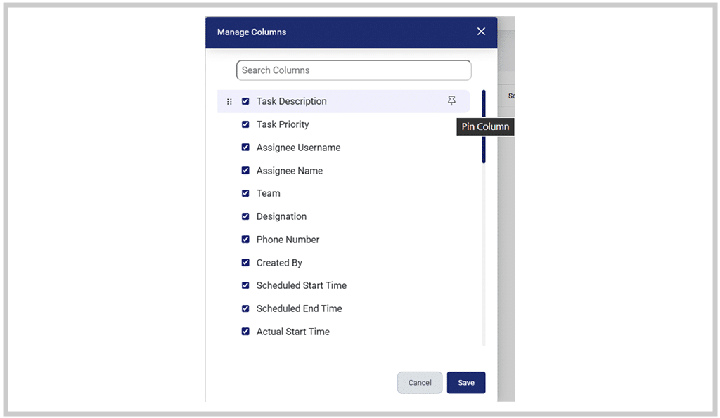 Smoothly Navigate Reports With Manage Columns Panel