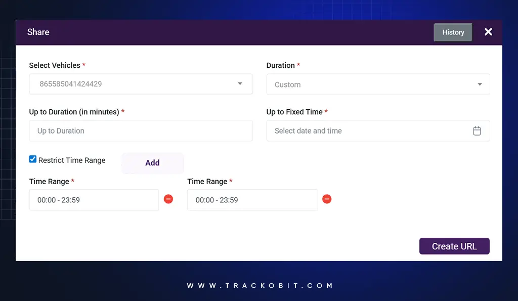 Time-Restricted Tracking for External Sharing