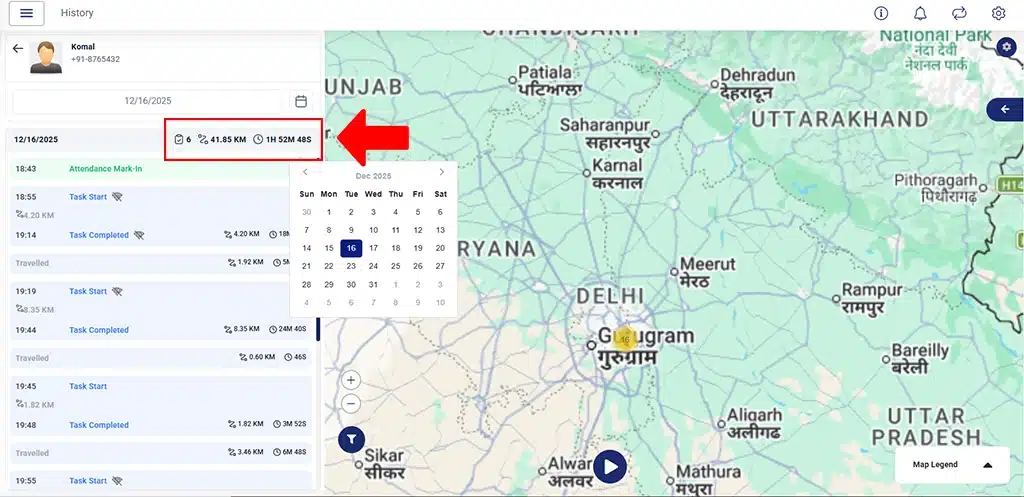 Mileage Expense View Route