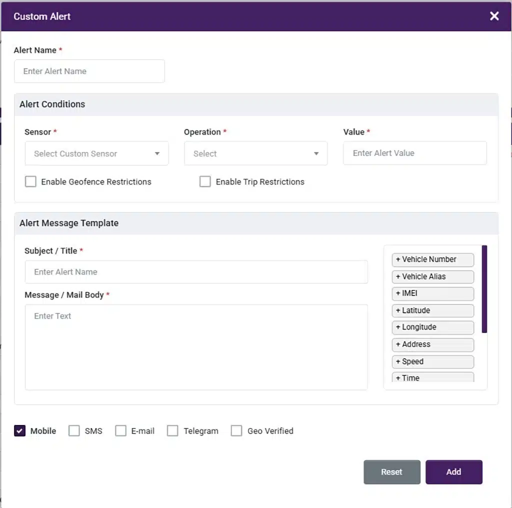 Custom alerts from sensor data