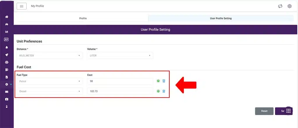 Assign fuel type and cost