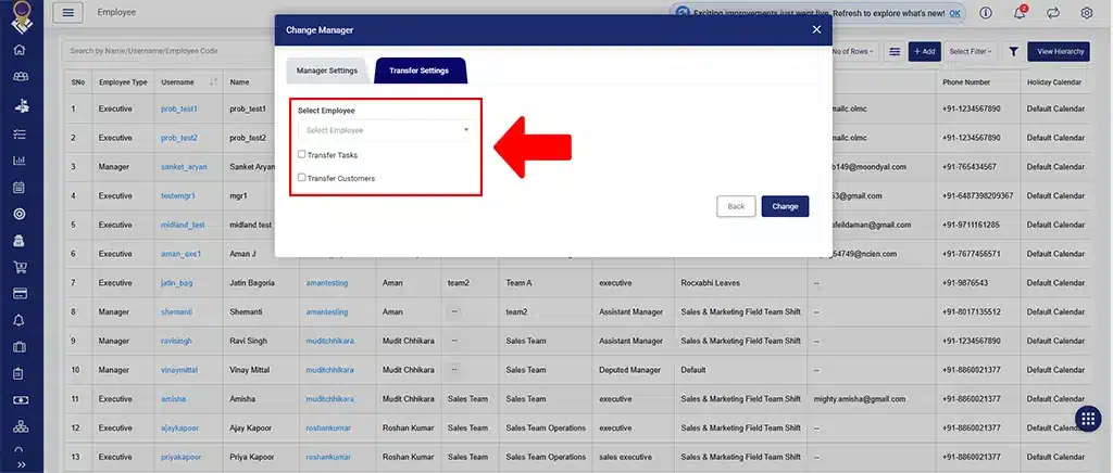 Updated Task and Customer Transfer Settings