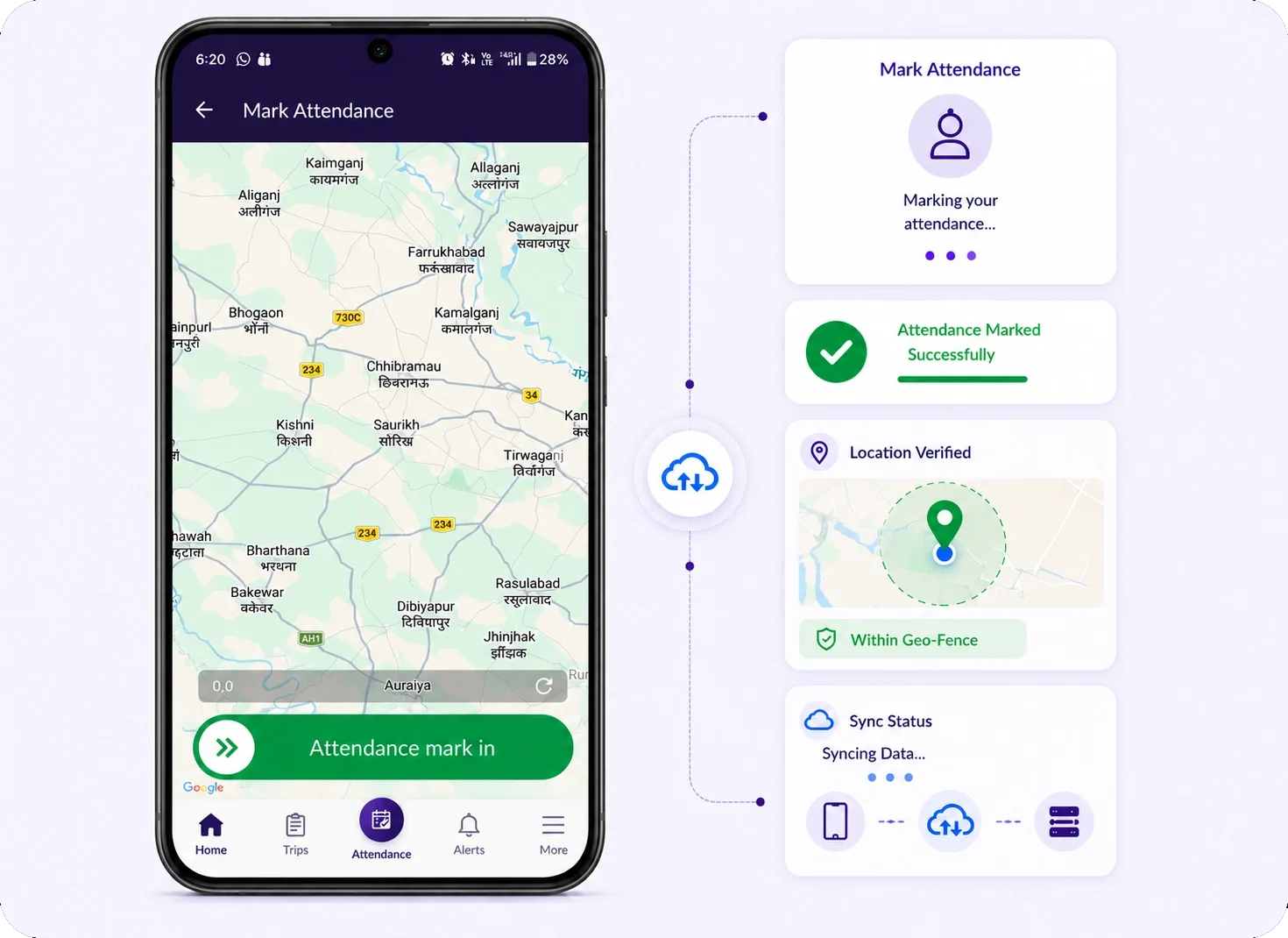 Geo-Verified Driver Attendance