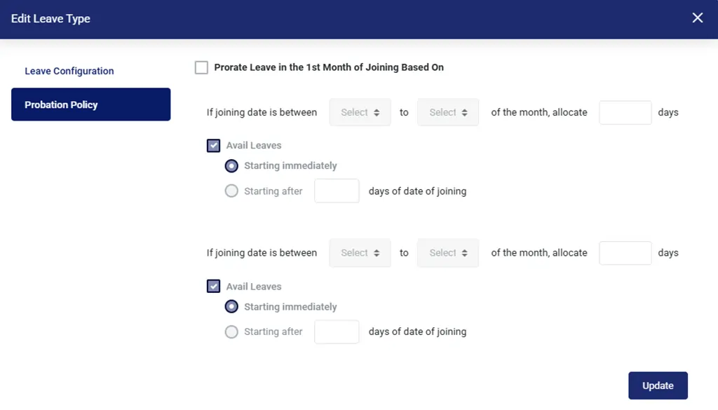 Probation-Based Leave Configuration
