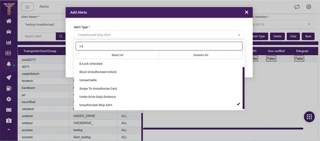 Configure Unauthorized Stop Alerts with authorised geofence exclusion Configure Unauthorized Stop Alerts with authorised geofence exclusion