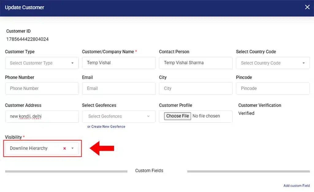 For "Downline Hierarchy" customer For "Downline Hierarchy" customer