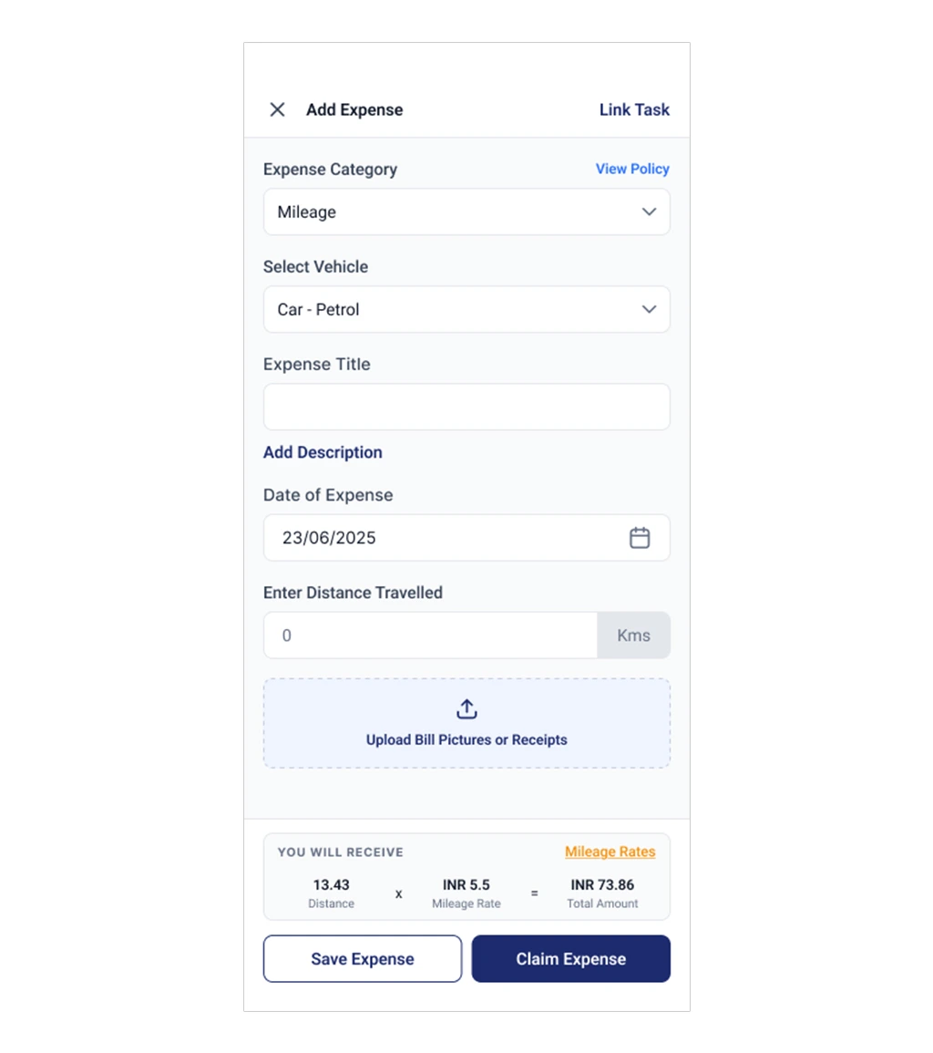 Submit expense claims from mobile.