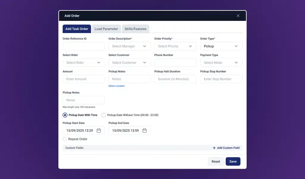 Configure Shipment orders with stage-specific pickup and dropoff settings