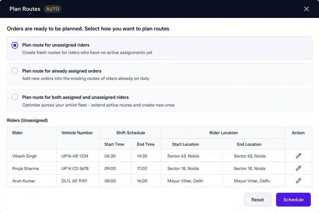 Plan and adjust routes as orders change