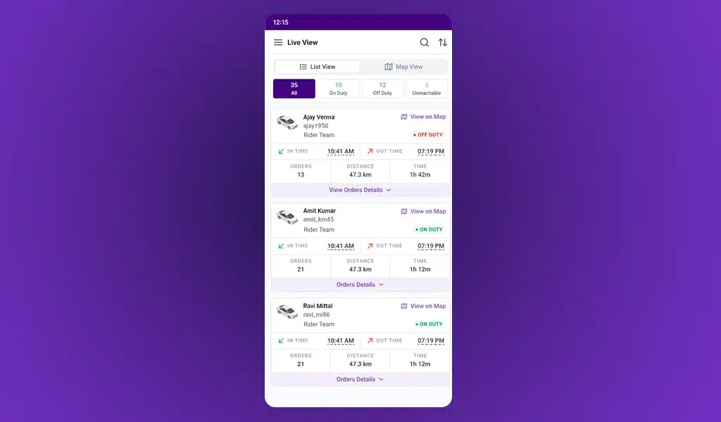 Scan rider activity quickly with the new List View