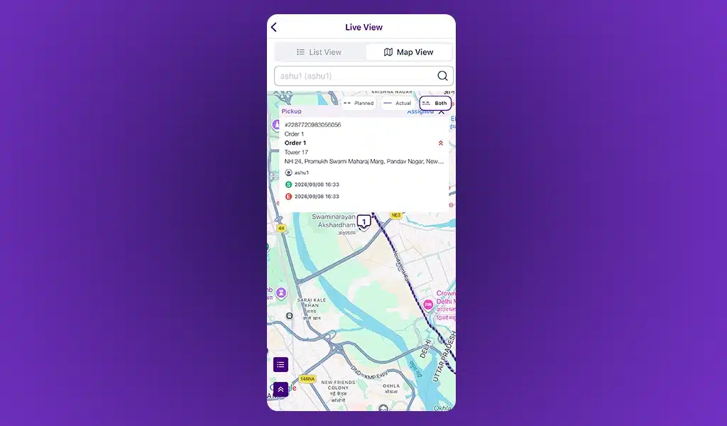 Switch to Map View for a real-time geographic view of active orders