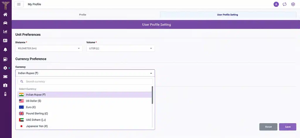 Set your preferred currency Set your preferred currency in the User Profile settings.