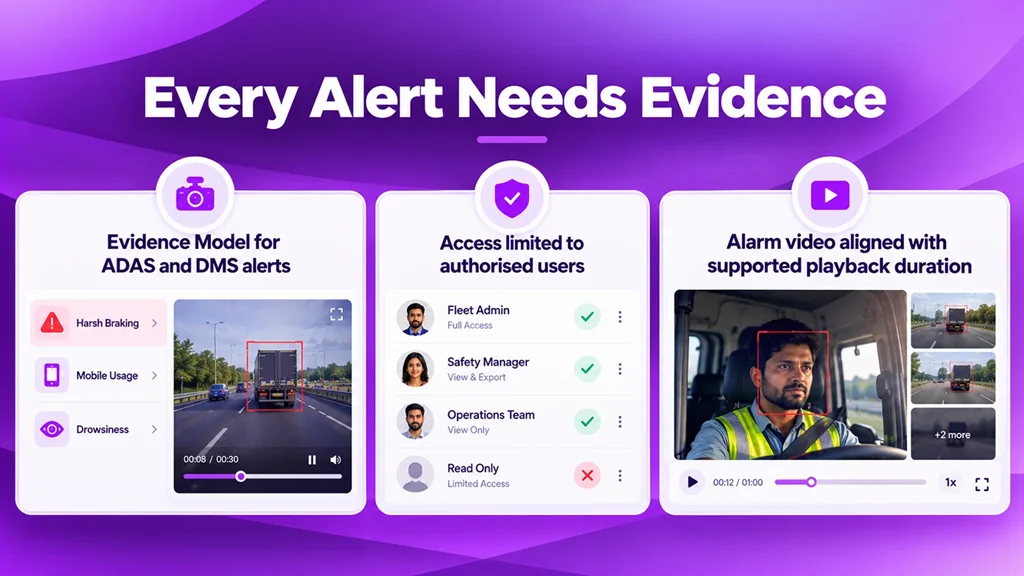 Verify driving alerts with video evidence and controlled access. 