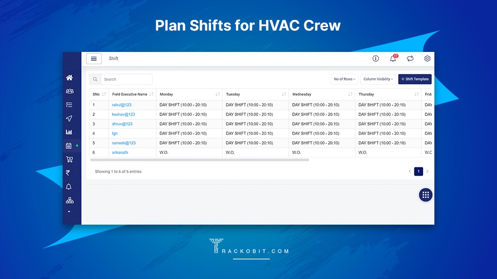 Plan Shifts for HVAC Crew
