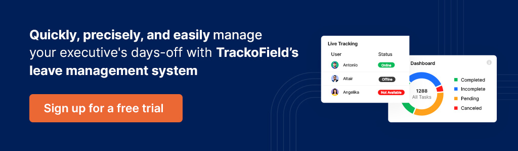 Quickly with TrackoField’s leave management system