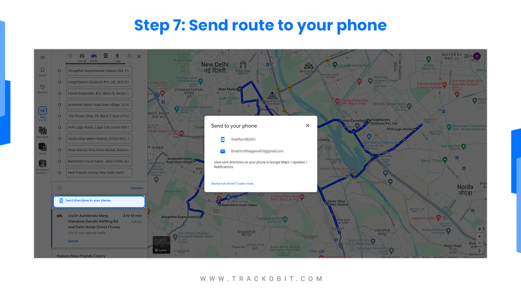 Send route to Your Phone